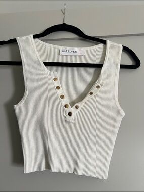 Sullivan Ribbed V-Neck Tank Top in White